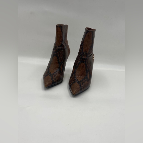 Jimmy Choo Beyla 85 Cuoio Brown Snake Embossed Booties Boots - Picture 2 of 6